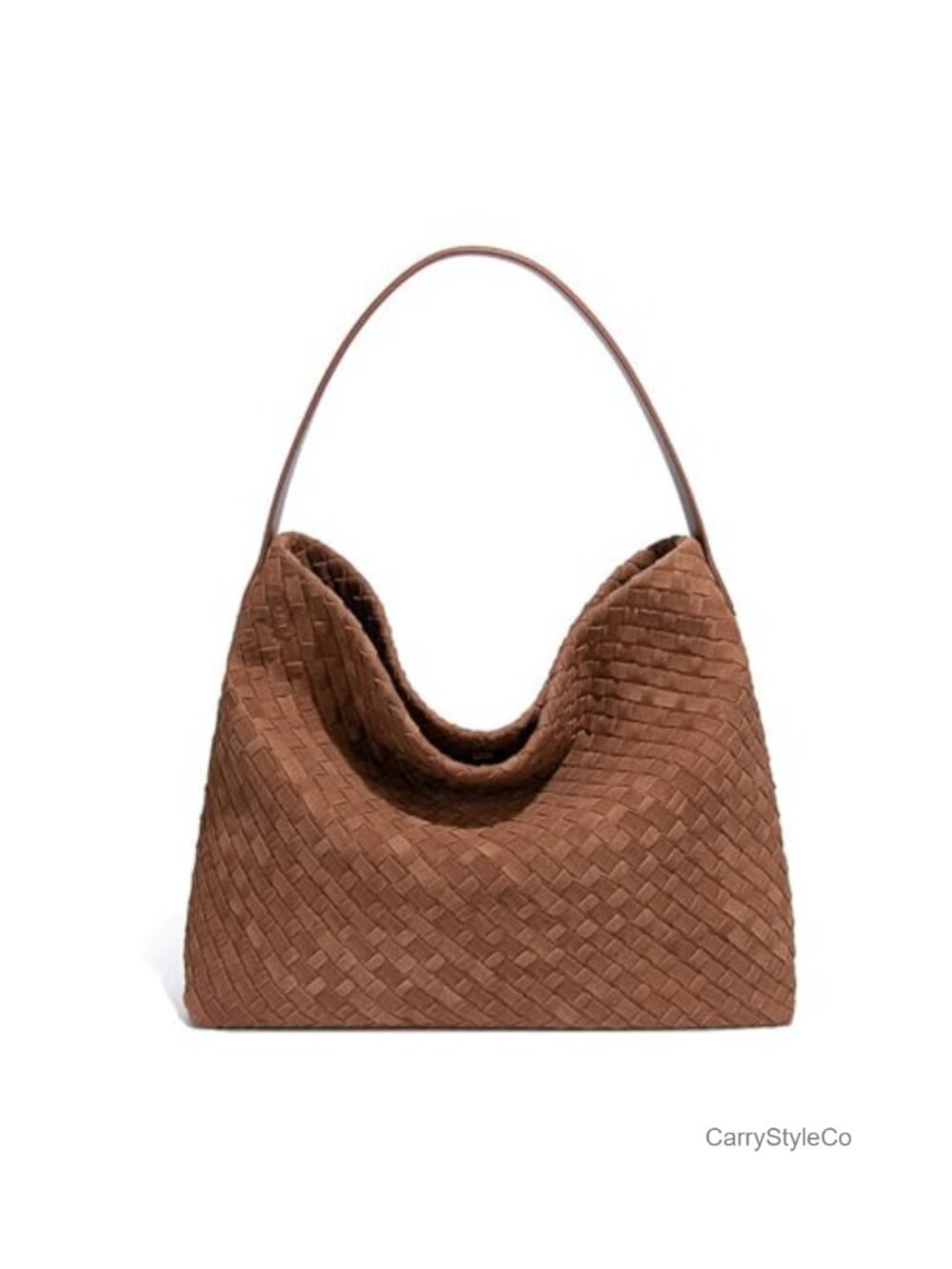 Faux Suede Braided Hobo Tote Bag Crescent Shoulder Purse Removable Strap